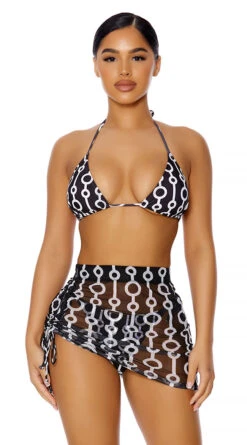 Forplay Covered Up Ruched Mesh Pool Skirt