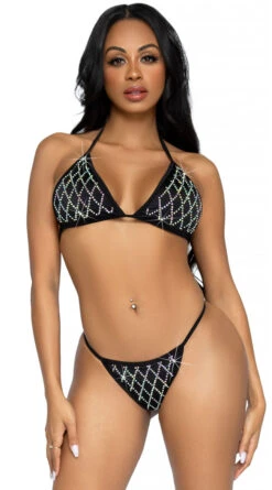 LEG AVENUE Dip It In Glitter Bikini Set